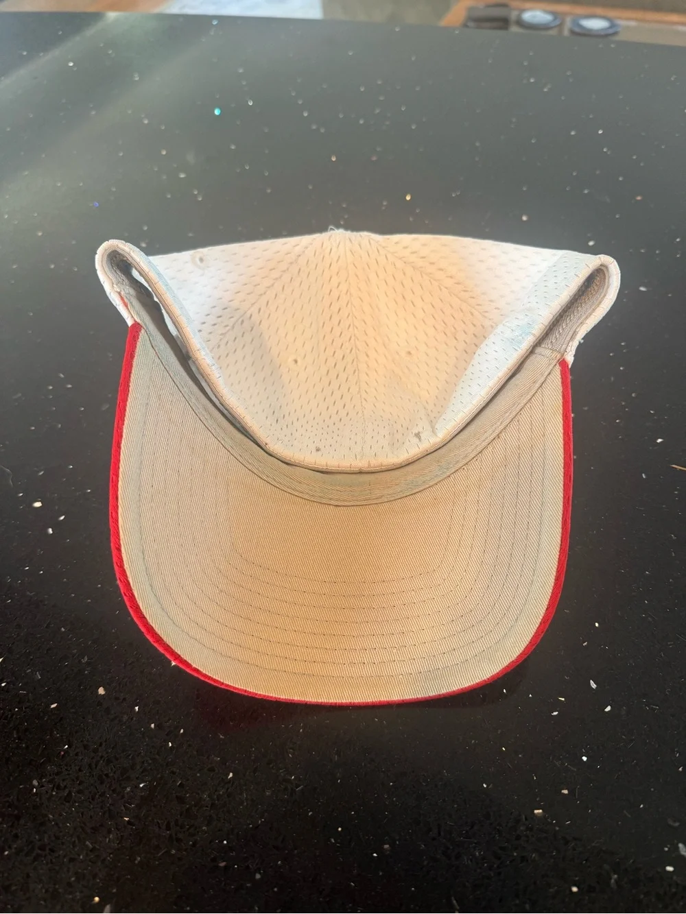 Pacifica White and Red Mesh Baseball Cap with Lightning Mascot
